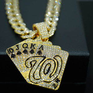 Unisex Stainless Steel Straight Flush of Spades Pendant Necklace Lucky Poker Card Design Rhodium Plated Children's Parties - Product Image 6