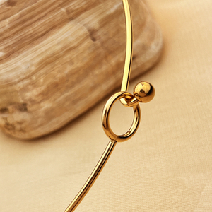 Gioielli Y & S, serie marina, collana geometrica in acciaio inossidabile con pendente a conchiglia liscia, placcata oro 18 carati. - Product Image 5