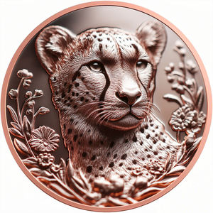 Auf Lager 1 Unze Kupfermünze High Relief 3D Wildlife <span class=keywords><strong>Cheetah</strong></span> Keine Form Ladung Low MOQ Großhandel 40mm Metall <span class=keywords><strong>Logo</strong></span> für Geschenk - Product Image 1