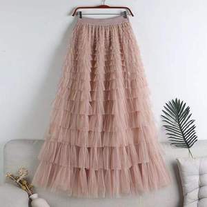 <span class=keywords><strong>Jupe</strong></span> <span class=keywords><strong>longue</strong></span> en tulle bleu roi pour femme, taille haute, à volants, pour invitée de <span class=keywords><strong>mariage</strong></span>, vente en gros, OEM, couleur personnalisée, grandes tailles, lot - Product Image 5