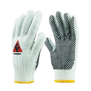 <span class=keywords><strong>Gants</strong></span> de travail tricotés en <span class=keywords><strong>coton</strong></span> <span class=keywords><strong>blanc</strong></span> à pois blanchis et PVC de calibre 10 - Product Image 2