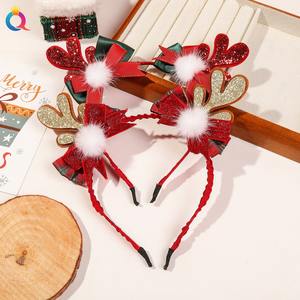 QIYUE عيد الميلاد قرون أفخم عصابات رأس الأياكة عقدة بريق عصابات رأس اكسسوارات شعر نسائية - Product Image 4