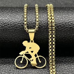 Bicicleta Equitação Ciclismo Homens Colar Figura Bike Rider Colar Esporte Jóias Presente Masculino Aço Inoxidável Cadeia Colar - Product Image 3