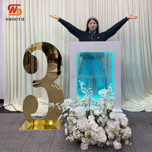 Support de panneau d'accueil personnalisé pour mariage et hôtel, avec fontaine cascade lumineuse RGB et toile de fond - Product Image 2