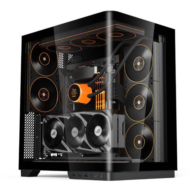 Curved Panoramic PC Gaming Case Wholesales Vertical GPU 2PCS Rear Fan Super & 2 Water Cooler Support Computer Case Gaming Tower