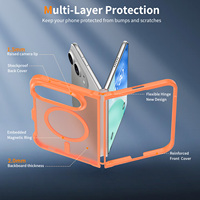 Coque de protection pliable tendance orange mate au toucher doux pour iPhone Duo, antichoc, personnalisable, compatible avec la charge sans fil magnétique