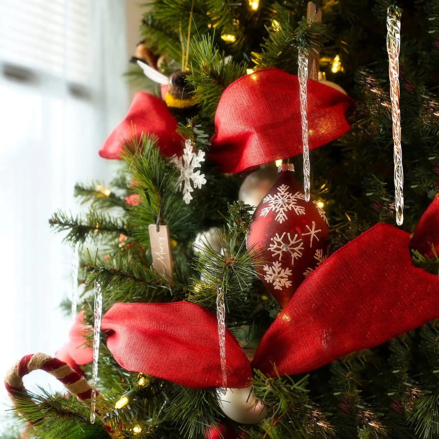 クリスマスツリーパーティーの装飾のためのガラスつららドロップ