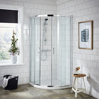 Douche d'angle en verre, clôture de salle de bains carrée avec plateaux de douche en plastique, 600mm, prix d'usine