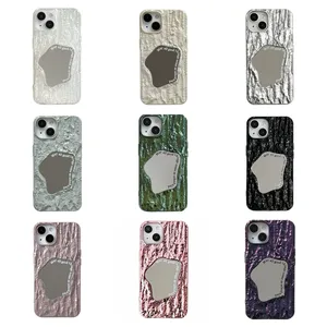 Personalità moda donna ragazze 3D Rock pieghe Texture specchio Make Up Shockproof custodia del telefono per iPhone 12 13 14 15 Pro Max