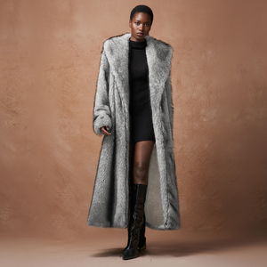 Nouvelle mode d'hiver, élégant manteau en <span class=keywords><strong>fausse</strong></span> <span class=keywords><strong>fourrure</strong></span> vintage simple à manches longues pour femmes, col rabattu, fermeture à un bouton, coupe ample - Product Image 1