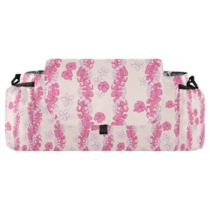 Bolsa Organizadora Multifuncional para Pañales y Cochecito, Diseño Hawaiano con Flores de Puakenikeni Rosas - Product Image 1