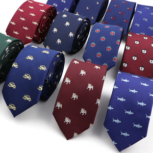 Corbata delgada de animales para hombre, poliéster, Jacquard, insectos, <span class=keywords><strong>coche</strong></span>, bicicleta, corbatas impresas para <span class=keywords><strong>boda</strong></span>, trajes de negocios, vestido, corbata delgada de 6cm, regalo - Product Image 1
