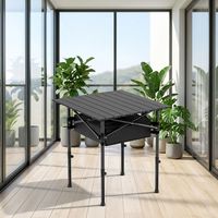 Table pliante portable réglable en hauteur, plateau imperméable, empilable, carrée, pour pique-nique en plein air, barbecue, camping-car, directement de l'usine