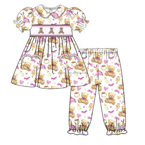 Puresun New Style Smocking Boutique Kinder kleid Baumwolle Polyester Wassermelone stickerei Smocked Baby Girl Kleid - Product Image 3