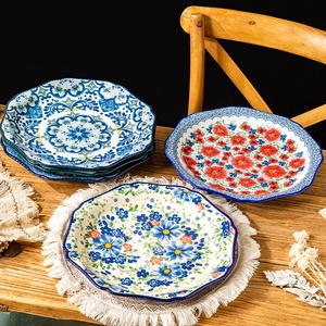 Plato de cerámica de color grande, diseño de pulido, plato plano extragrande desechable para uso doméstico, platos de pollo y Bistec con patrón de plantas - Product Image 2