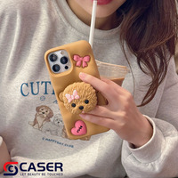 Coque de téléphone invisible avec nœud papillon 3D super mignon, coque en silicone souple créative avec cordon pour iPhone 16 Pro et 15 pour filles
