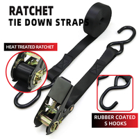 Vente en gros 1 pouce 800kgs Sangles d'arrimage à cliquet personnalisées plaquées noir Ceinture d'arrimage 25mm Tendeur avec crochets en S