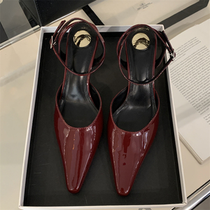 Spring and Summer New European American Style Fine <b>Heel</b> Pointed Leather Simple Fashionable High-heeled Women's Shoes - Product Image 6