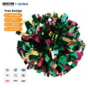 Pompons de cheerleading en métal et plastique de 4/6/8/10/12 pouces (30 cm) avec poignée transparente, durables et légers, accessoires sportifs pour encourager - Product Image 1