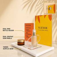 Comptoir de présentation cosmétique haut de gamme avec logo pour boutique de détail, présentoir de comptoir pour produits de beauté et maquillage de luxe