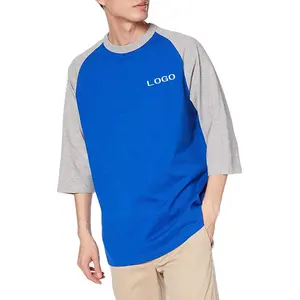 JL0504Aカスタム高品質メンズラグラン3/4スリーブ通気性Tシャツ無地パッチワークTシャツプラスサイズの紳士服シャツ
