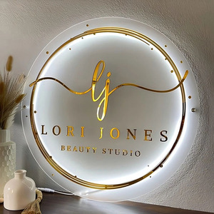 Panneau d'affichage rétro-éclairé avec logo mural pour salon de beauté, enseigne commerciale circulaire LED néon en acrylique pour la publicité - Product Image 5