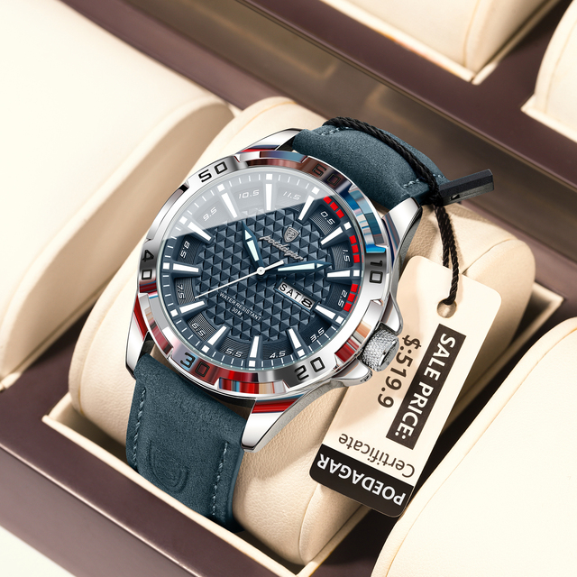 Poedagar Original Top Luxury Waterproof Luminous Man Wristwatch Sport Leather Quartz Watch for Men