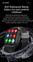 Montre connectée carrée Android pour enfants, écran HD 2 pouces, caméra, GPS, WiFi, 800 mAh, anti-perte, appels, garçons, filles, 4G, chronographe en gel de silice