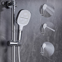 Oire Chrome Plaqué Trois Fonctions Exposées Robinet De Douche Thermostatique Motif De Pulvérisation De Pluie Ensembles De Douche De Salle De Bains En Laiton Prêt À Expédier