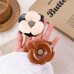 Barrette à cheveux en acétate de camélia bleu et jaune style <span class=keywords><strong>Alexandre</strong></span> français, pince à ressort, pour femme, au tempérament délicat - Product Image 2