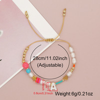 Bracelet DIY tendance en perles de rocaille avec initiale A-Z, bracelet tressé en corde avec perles en forme de cœur pour femmes et enfants
