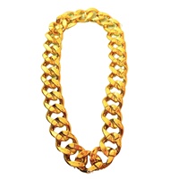 Collier pour homme en plastique doré, style urbain, avec chaîne épaisse en imitation perles et bambou doré, style hip-hop, extra-épais et exagéré