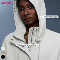 Janya femmes multifonctionnel fermeture éclair complète Sports de plein air manteau coupe ample imperméable à capuche coupe-vent Fitness course veste