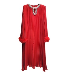 Nuevo Vestido Casual Holgado de Mujer con Mangas de Plumas de Avestruz y Pliegues, a la Moda - Product Image 5