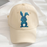 Patchs thermocollants en gros pour enfants, motif lapin brodé avec paillettes et sequins, pour vêtements et chapeaux