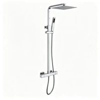 Ensemble de douche carré à température constante en acier inoxydable, avec jets pluie chaud/froid chromés et haute pression, vente en gros