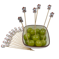 Fortune chat créatif bambou skews fête Dessert salade fruits fourchette pour la décoration de mariage 100pcs Pack