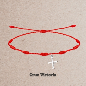 Bracciale braccialetto croce 7 nodi argento colore acciaio braccialetto di cristallo - Product Image 2