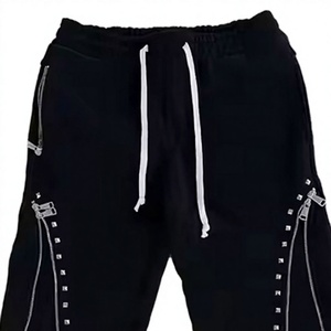 Women's Black <b>Hooded</b> Tracksuit Set Full Zipper Rhinestone Trim Casual Solid Color Autumn Wear - Product Image 5