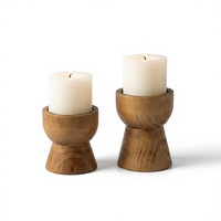 Porte-bougie en bois rustique fait à la main, support de bougie rond, décoration de table pour la décoration de la maison