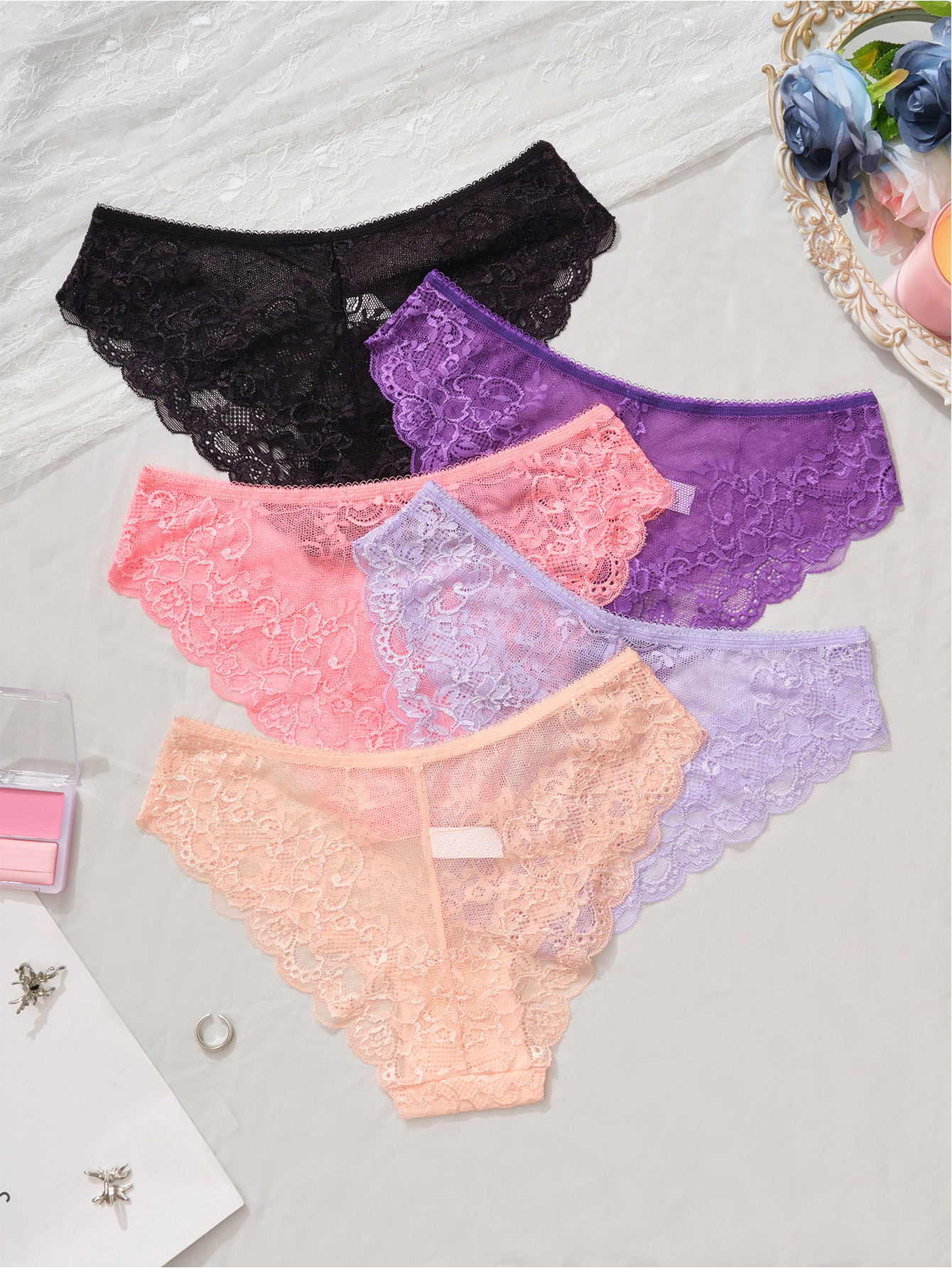 Wholesale New Design Multi-colors Women Lace Sexy Lingerie 5 Colors Cotton Crotch Women's Underwear
