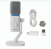 Kit de support de microphone de bureau AMARAN, microphone de bureau sans fil pour l'enregistrement de diffusions en direct, de podcasts et de créations vidéo quotidiennes