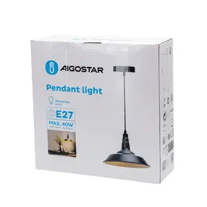 Lampada a sospensione in ferro nero e27 senza sorgente luminosa, ideale per la decorazione moderna e per creare l'atmosfera degli spazi interni. - Product Image 2