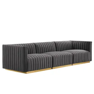 Dongguan Tianhang Möbel Fabrik direkt SalS ofa Set Modul 3-Sitzer Sofas Luxus Samt Stoff gepolstert Wohnzimmer Sofa