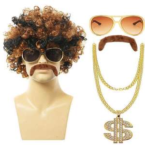 <span class=keywords><strong>Peluca</strong></span> Larga Rizada Negra Estilo Punk de los 80 para Hombre, Estilo Europeo y Americano, para Halloween, Hippie Rock, Modificación de la Forma del Rostro - Product Image 4