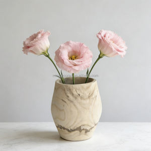 مزهرية خشبية ريفية عتيقة بطول 10.83 بوصة، مصنوعة يدويًا وصديقة للبيئة، مناسبة للزهور المجففة وديكور النحت الخشبي - Product Image 6