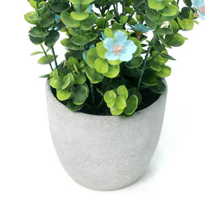 Fleurs artificielles <span class=keywords><strong>en</strong></span> tissu <span class=keywords><strong>bleu</strong></span> Gypsophile et <span class=keywords><strong>Eucalyptus</strong></span>, <span class=keywords><strong>en</strong></span> <span class=keywords><strong>pot</strong></span> <span class=keywords><strong>en</strong></span> pâte de papier blanc, sans arrosage, pour la décoration de la maison et du bureau, approvisionnement stable - Product Image 5