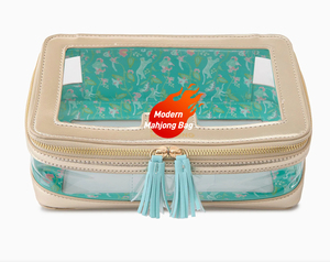 Tas Penyimpanan Mahjong Poker Modern Mewah Ramah Lingkungan Tahan Air Lipat Transparan PVC Gaya Amerika dengan Ritsleting dan Pegangan Berumbai - Product Image 3