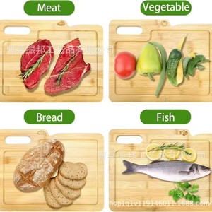 Tablas de cortar de madera rectangulares con mango, juego de tablas de cocina para verduras, carne, pescado, con estante de almacenamiento. - Product Image 4