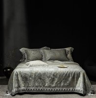 Ensemble de couette quatre pièces personnalisé de luxe moderne en soie teinte en fil de coton, écologique, pour l'été